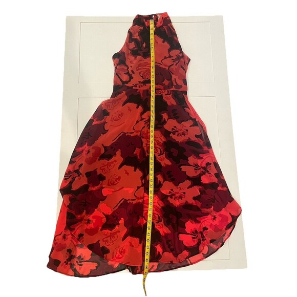 Philosophy Red Black Floral Halter Maxi Dress Size 4 Sleeveless Lined Elegant - Picture 12 of 13